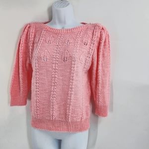 Vintage Pink Grannycore Sweater Size Medium Spice Of Life Crochet